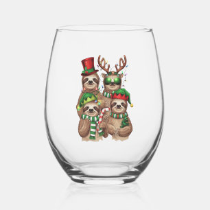 Kerstmis luiaard vrolijke luiaard Kerstmis luiaard Wijnglas Zonder Voet