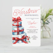 Kerstmis Luiertaart Rood Blauw Babyborrel Kaart (Staand voorkant)