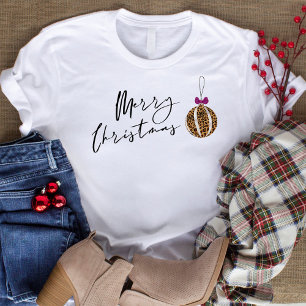 Kerstmis Luipaardprint Bal Sieraad Boom Ornament T-shirt