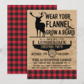 Kerstmis Lumberjack Uitnodiging - Buffalo Plaid (Voorkant / Achterkant)