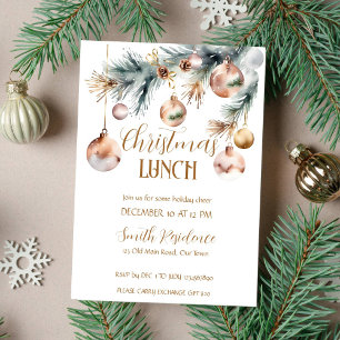 Kerstmis lunchpartij besneeuwde boho waterverf kaart