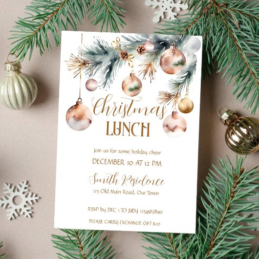 Kerstmis lunchpartij besneeuwde boho waterverf kaart