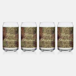 Kerstmis, Luxe Patroon, Rood Goud Groen Zwart Blikvorm Glas