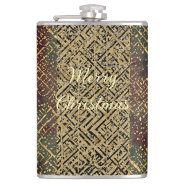 Kerstmis, Luxe Patroon, Rood Goud Groen Zwart Heupfles