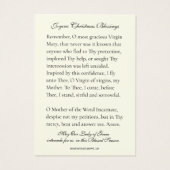 Kerstmis Maagd Maria Memorare Gebed Poinsettia Visitekaartje (Achterkant)
