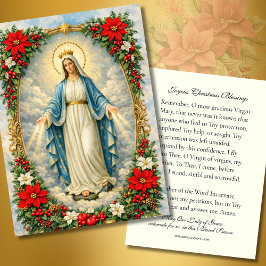 Kerstmis Maagd Maria Memorare Gebed Poinsettia Visitekaartje