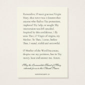 Kerstmis Maagd Maria Memorare Gebed Poinsettia Visitekaartje (Achterkant)