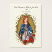 Kerstmis Maagd Maria Memorare Gebed Poinsettia Visitekaartje (Voorkant)