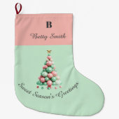 Kerstmis Macaron Bomen Aangepaste naam Grote Kerstsok (Voorkant)