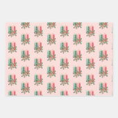 Kerstmis Macaron Bomen en Kaarsen Aangepaste Beric Inpakpapier Vel (Voorkant 2)