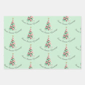 Kerstmis Macaron Bomen en Kaarsen Aangepaste Beric Inpakpapier Vel (Voorkant)