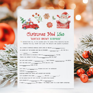 Kerstmis Mad Libs spel Feestdagenkaart