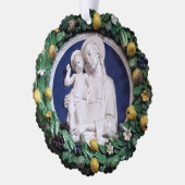 Kerstmis Madonna en kind Della Robbia Garland Ornament Kaart (Links)