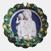 Kerstmis Madonna en kind Della Robbia Garland Ornament Kaart (Voorkant)