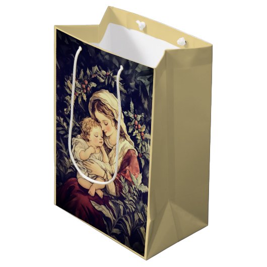 Kerstmis Madonna en Kind Oud Medium Cadeauzakje (Voorkant Gekanteld)