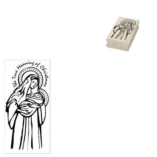 Kerstmis Madonna en Kind Rubberstempel (Gestempeld)