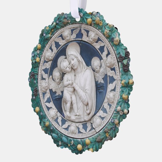 Kerstmis Madonna Kind Engelen Della Robbia Krans Ornament Kaart (Links)