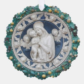 Kerstmis Madonna Kind Engelen Della Robbia Krans Ornament Kaart (Voorkant)