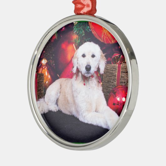 Kerstmis - Maggie - GoldenDoodle Metalen Ornament (Links)