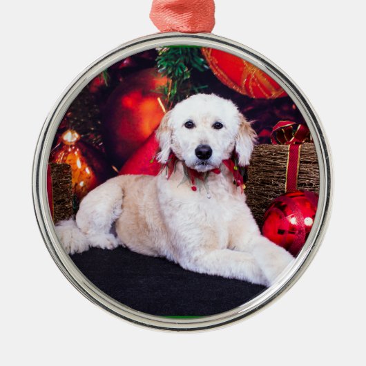 Kerstmis - Maggie - GoldenDoodle Metalen Ornament (Voorkant)