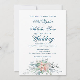 Kerstmis, Magic/Poinsettia Bouquet Wedding Aankondiging