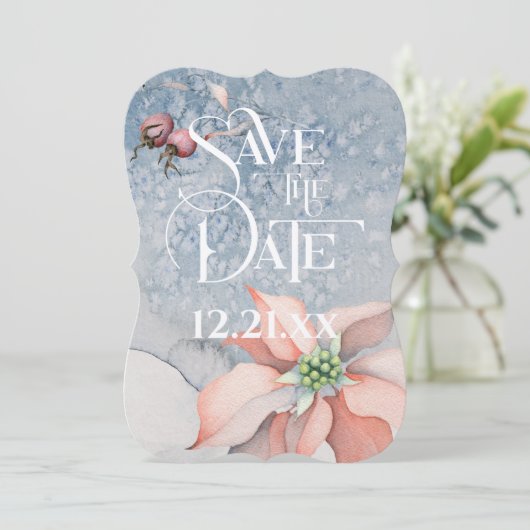 Kerstmis, Magic/Poinsettia Wedding - Bewaar de dat Save The Date (Staand voorkant)