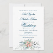 Kerstmis Magie/ Poinsettia Boeket Bruiloft Aankondiging (Voorkant)