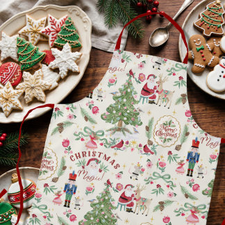 Kerstmis Magie Waterverf Retro Notenkraker Schort