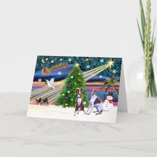 Kerstmis Magie-Whippet9en10 Feestdagen Kaart (Voorkant)