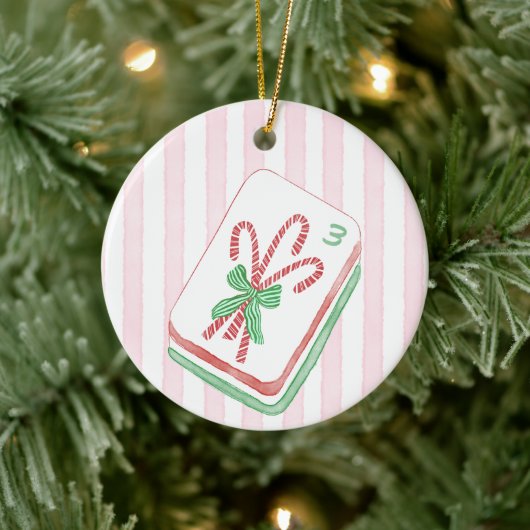 Kerstmis Mahjong Candy Cane Mahjong Keramisch Ornament (Boom)