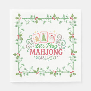Kerstmis Mahjong Crest   Monogram Servet