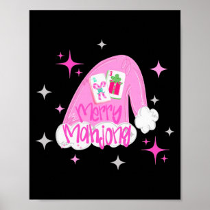 Kerstmis Mahjong Kerstman Hoed Xmas Chinoiserie Poster