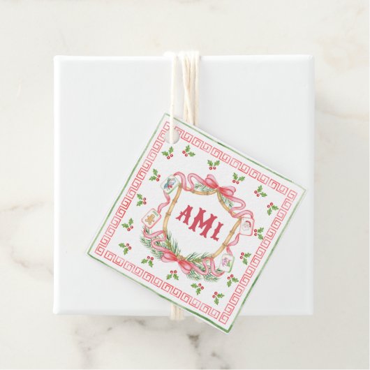 Kerstmis Mahjong | Monogram Bedankjes Labels (In situ)