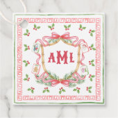 Kerstmis Mahjong | Monogram Bedankjes Labels (Voorkant)