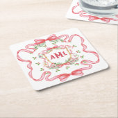 Kerstmis Mahjong | Monogram Kartonnen Onderzetters (Schuin)