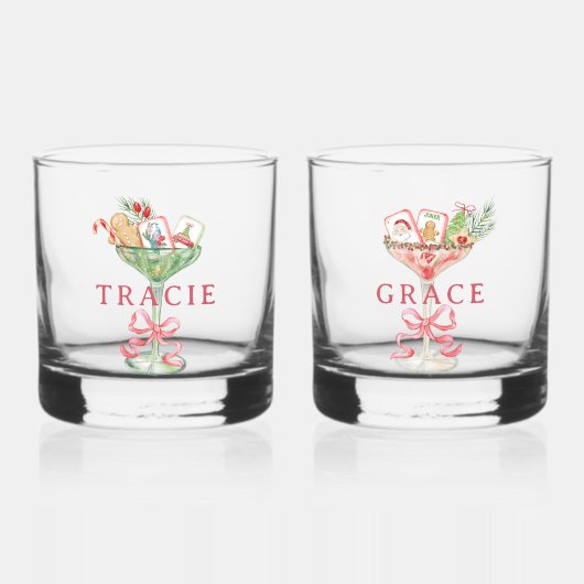 Kerstmis Mahjong | Monogram Whisky Glas (Voorkant)