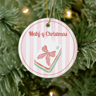 Kerstmis Mahjong sierad Keramisch Ornament