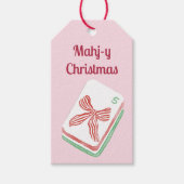 Kerstmis Mahjong-vakantie Cadeaulabel (Voorkant)