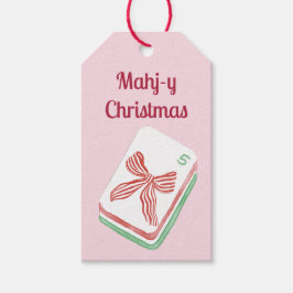 Kerstmis Mahjong-vakantie Cadeaulabel