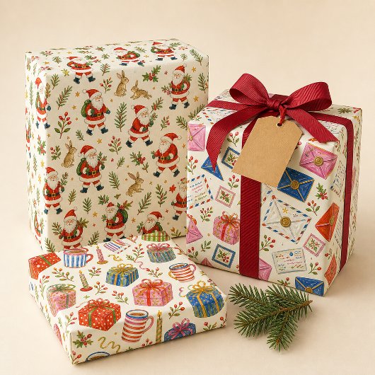 Kerstmis Mail Inpakpapier Vintage Vel
