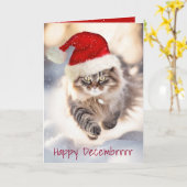 Kerstmis Maine Coon Kat In Sneeuw Kaart (Gele Bloem)