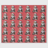 Kerstmis Maine coon kat, Santa Maine Coon kitten Cadeaupapier (Vlak)