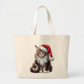 Kerstmis Maine coon kat, Santa Maine Coon kitten Grote Tote Bag (Voorkant)