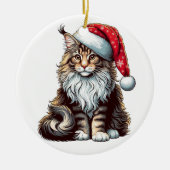 Kerstmis Maine coon kat, Santa Maine Coon kitten Keramisch Ornament (Voorkant)