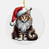 Kerstmis Maine coon kat, Santa Maine Coon kitten Keramisch Ornament (Achterkant)