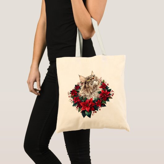 Kerstmis Maine Coon Kat Tote Bag (Voorkant (product))