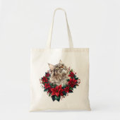 Kerstmis Maine Coon Kat Tote Bag (Voorkant)