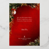 Kerstmis Maine Coon Kat zittend op Santa Throne - Folie Feestdagenkaart (Achterkant)