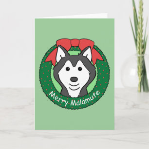 Kerstmis Malamute van Alaska Feestdagen Kaart