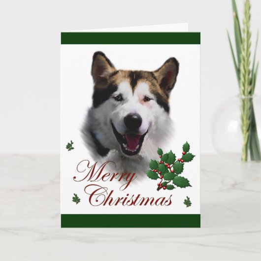 Kerstmis Malamute van Alaska Feestdagen Kaart (Voorkant)